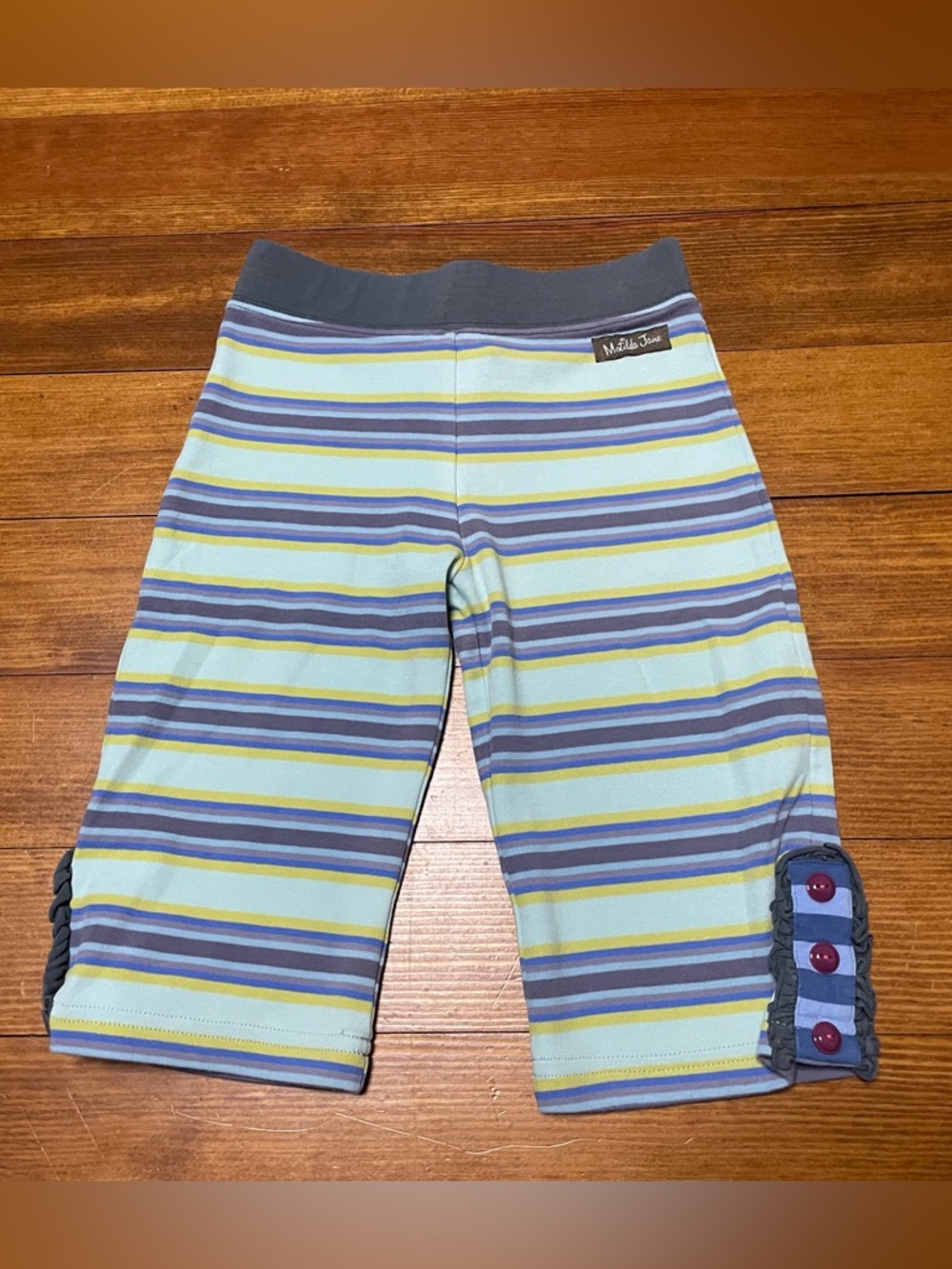 Matilda Jane Blue & Gray Dash Stripe Straightees Pants Size 18 Months